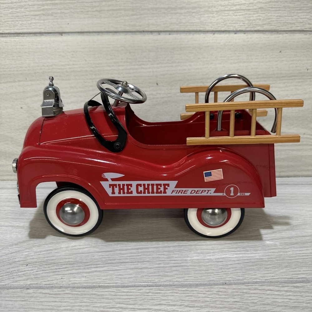 TELEFORA Vintage The Chief Fire Department Metal Toy Truck Planter 10x6x5"